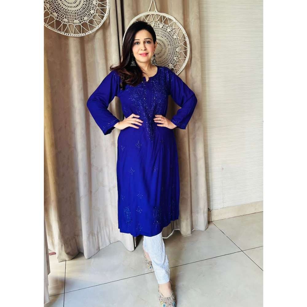 blue chikankari