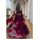 Organza Lehenga in Maroon