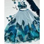 Organza Lehenga set in Blue