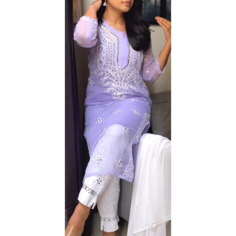 Chikankari set - Lilac
