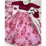 Organza Lehenga set in Wine