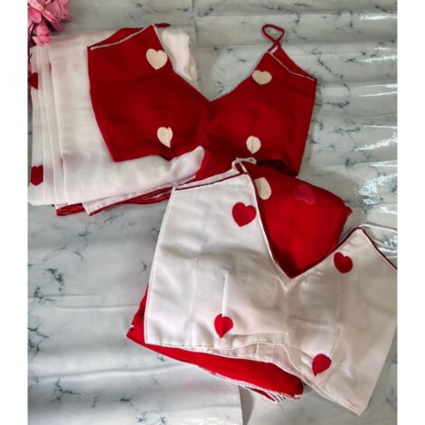 Heart hand-woven saree - White