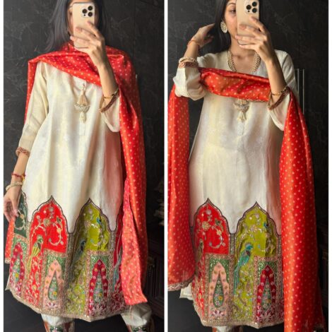 Temple Handwork Tissue Embroidered Suit