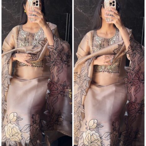 Premium Tissue Patchwork Suit - Brown