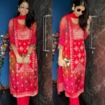 Russian Silk Jaquard Suit-Red