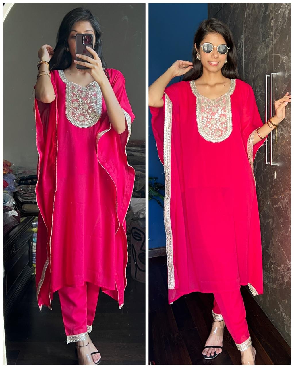WhatsApp-Image-2024-09-27-at-5.35.18-PM-2.jpeg Premium georgette kaftaan coord-Magenta - Image 1