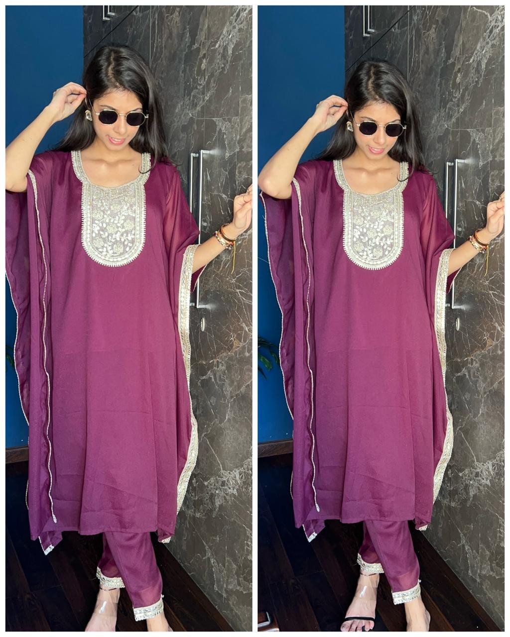 WhatsApp-Image-2024-09-27-at-5.35.18-PM-3.jpeg Premium georgette kaftaan coord-Wine - Image 1