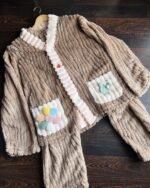 Cute Fur Patch Pjs-Brown