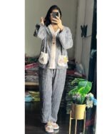 Cute Fur Patch Pjs-Grey - Image 2