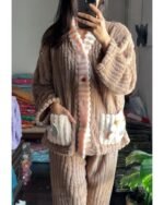Cute Fur Patch Pjs-Brown - Image 2
