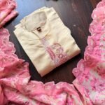 Muslin Silk Patchwork Suit- Beige