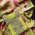 Glass Tissue Embroidered Suit - Lime