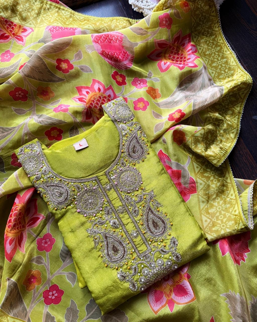 WhatsApp-Image-2025-03-12-at-18.38.57-17.jpeg Glass Tissue Embroidered Suit - Lime - Image 1