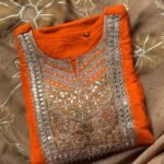 Pure Dola Silk Handwork- Orange