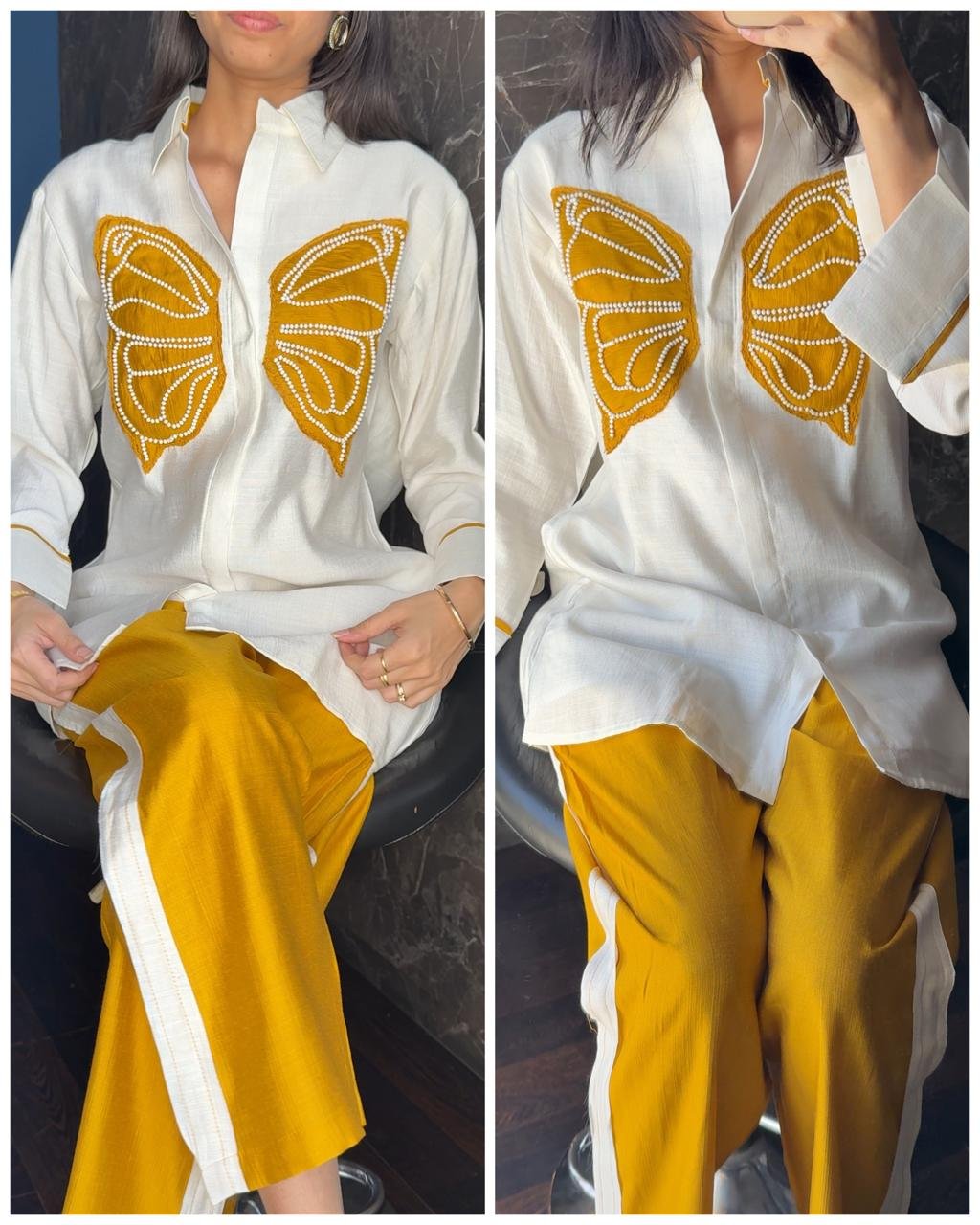 WhatsApp-Image-2025-03-28-at-18.33.52-1.jpeg Pearl Butteryfly Cotton Flex Coord - Yellow - Image 1