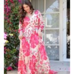 Pure Chinnon Floor Length Ivory Gown With Dupatta