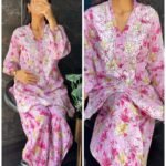 Chikankari Afghan Mul Cotton Coords -Pink