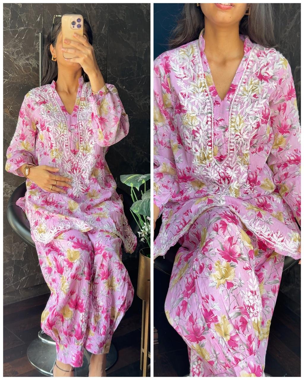 WhatsApp-Image-2025-05-09-at-13.09.57-1.jpeg Chikankari Afghan Mul Cotton Coords -Pink - Image 1