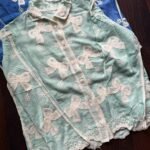 Korean bow shirts -Aqua