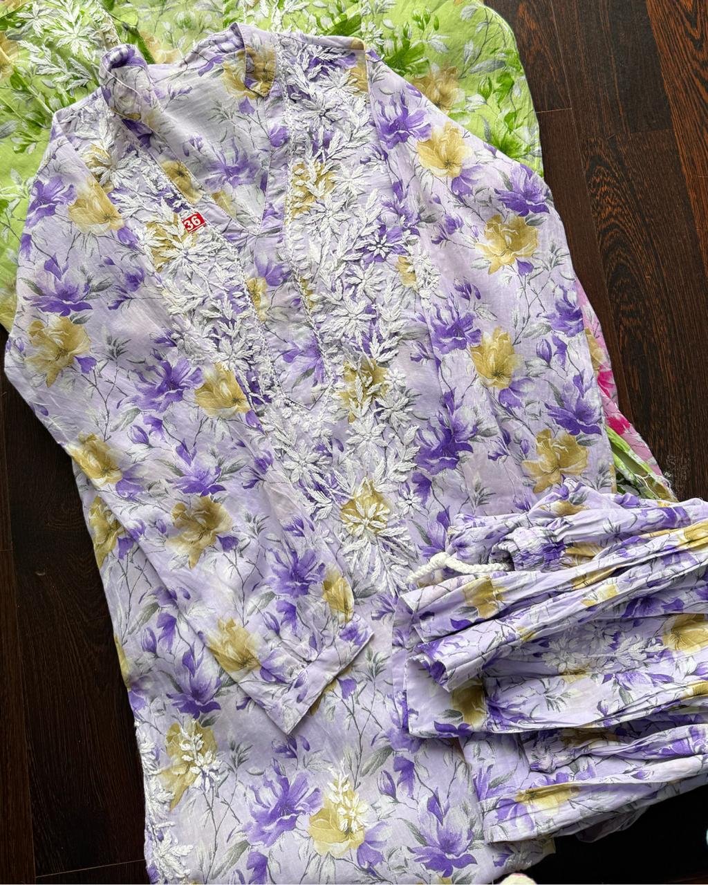 WhatsApp-Image-2025-05-09-at-13.09.57-3.jpeg Chikankari Afghan Mul Cotton Coords- Lavender - Image 1