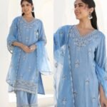 Cotton Flex Pakistani Embroidery Suit-POWDER BLUE
