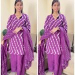 Pure Cotton Frasi Lehriya Salwar - Purple