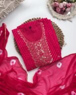 Teej Bandhej Set -Pink