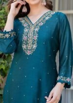 Premium Dola Silk Suit-Rama Green - Image 2