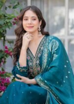 Premium Dola Silk Suit-Rama Green - Image 4