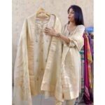 Ivory Gold Shimmer Tissue Embroidered Suit