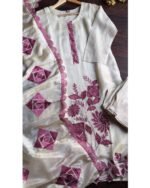 Ivory Mauve Tissue Hand work Suit - Image 2