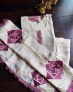 Ivory Mauve Tissue Hand work Suit
