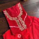 Red Lehriya Chiffon Suit