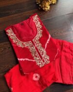 Red Lehriya Chiffon Suit