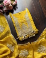 Premium Shimmer Tissue Suit-MUSTARD - Image 2