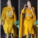 Premium Shimmer Tissue Suit-MUSTARD