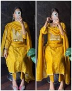 Premium Shimmer Tissue Suit-MUSTARD