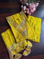 Premium Pure Shimmer Jaquard Suit - Lime