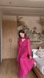 Pure Chiffon Bandhej Sharara Set with Hand Work - Image 3
