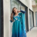 Premium Ombre Chiffon Anarkali  Teal