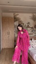 Pure Chiffon Bandhej Sharara Set with Hand Work - Image 4