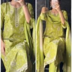 Tissue Silk Embroidered Fit - Lime