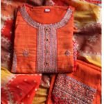Premium Cotton Muslin Suit - Orange