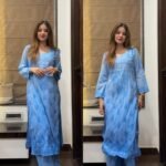 Chikankari Cotton Ombre Coords-Powder Blue