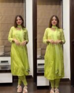 Chikankari Cotton Tye And Dye Suit-GREEN