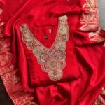 Pure Dola Silk Hand Work Suit - Red