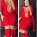 Karwa Chauth Special Georgette Short Kurta Hand work Suit