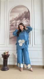 Premium Pure Tissue 3 Piece Coord - Blue - Image 2