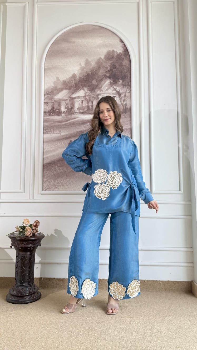 WhatsApp-Image-2025-11-04-at-17.52.45.jpeg Premium Pure Tissue 3 Piece Coord - Blue - Image 1