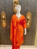 Premium Crepe V Neck Suit - Orange - Image 2